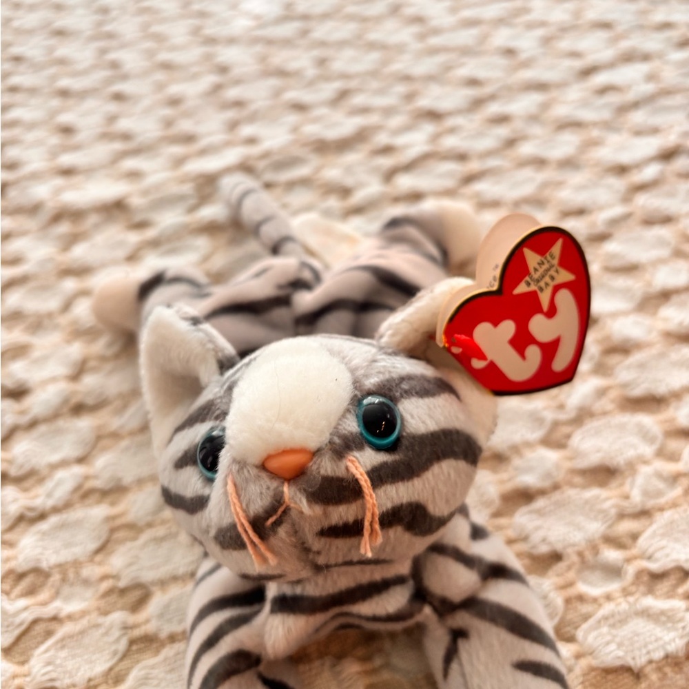 TY Gray and White Cat Plush Toy